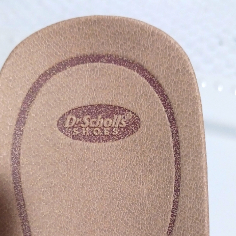 Classic! Dr. Scholl's Tan Slide Sandals with Silver Accents 10 βοΈ - Picture 2 of 13